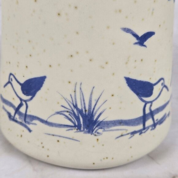 Vintage Sanibel Pottery 1984 Lighthouse Candle Holder Seabirds Cream Blue - Picture 11 of 14